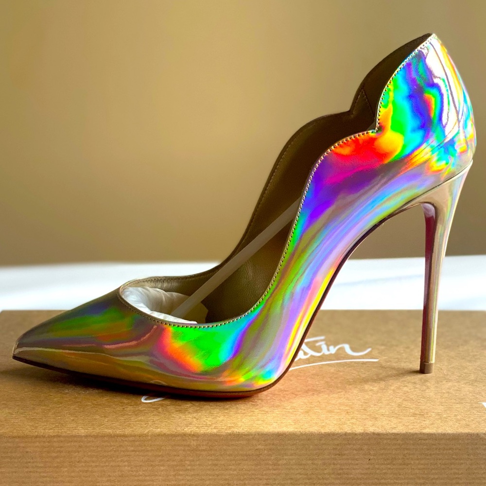 Authentic Christian Louboutin Iridescent Hot Chicks 100mm / Size 37 BRAND NEW